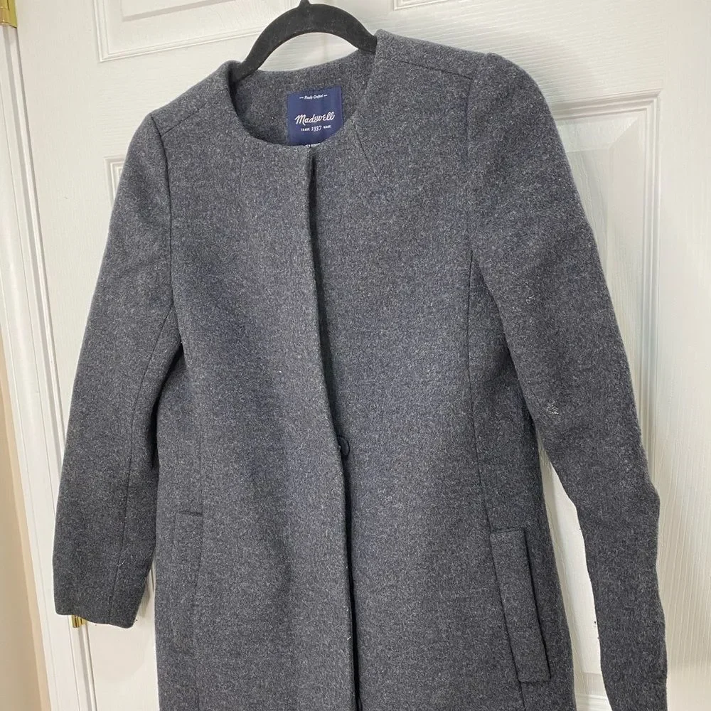 Madewell grey button front peacoat, size x small - Picture 6 of 16